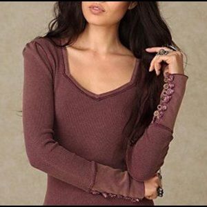 Free People sweetheart neck thermal tunic top